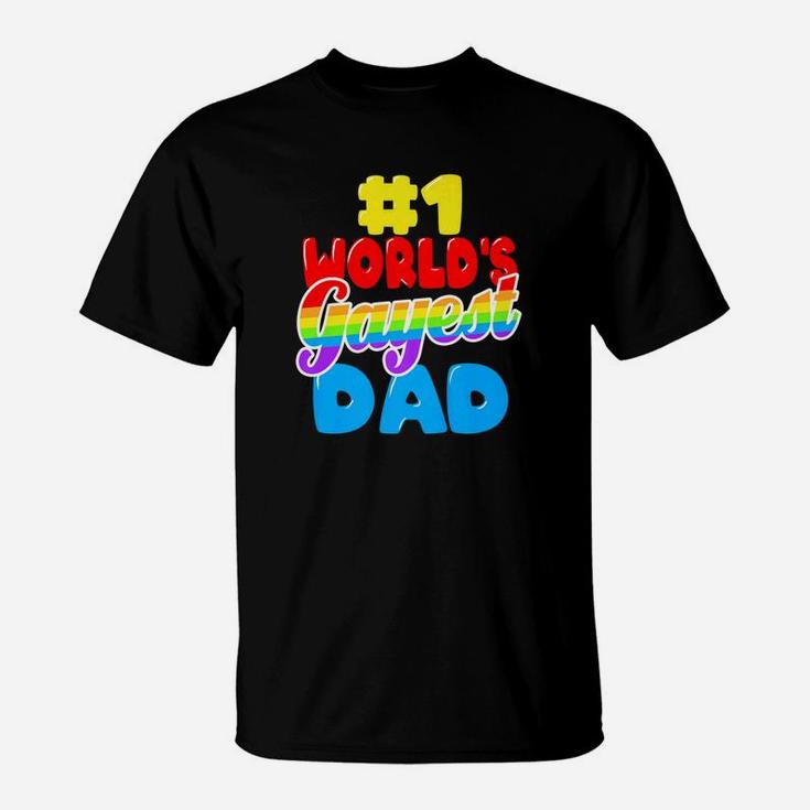 Worlds Gayest Dad Funny Gay Pride Lgbt Fathers Day Gift Premium T-Shirt