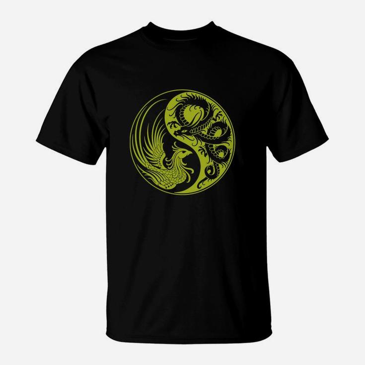 Yellow And Black Dragon Phoenix T Shirt T-Shirt