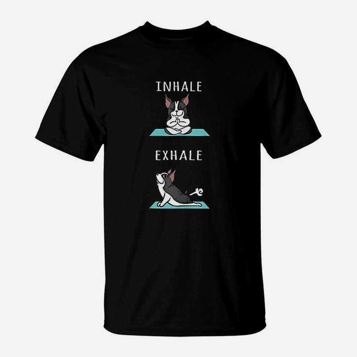 INHALE EXHALE Funny Farting Unicorn Yoga Meme Gift' Women's T-Shirt