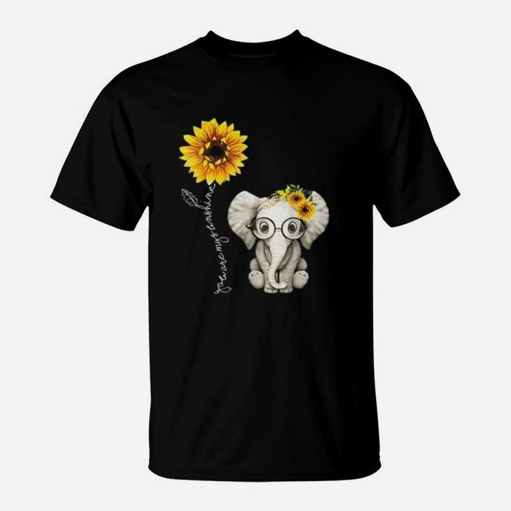 You Are My Sunshine Hippie Sunflower Elephant Gift Friends T-Shirt
