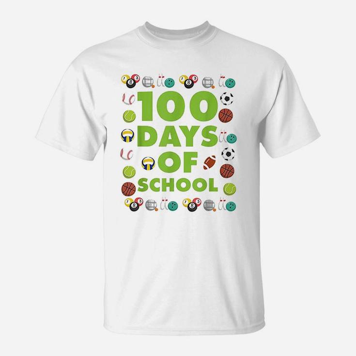 100 Days Of School Teachers Sports Lover Gifts T-Shirt