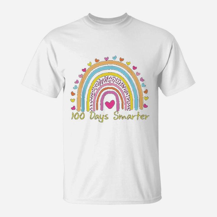 100th Day Of School Teacher 100 Days Smarter Rainbow T-Shirt