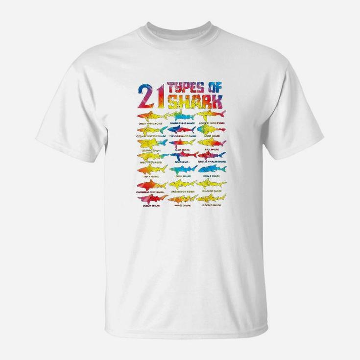 21 Types Of Shark Tie Dye Marine Biology T-Shirt