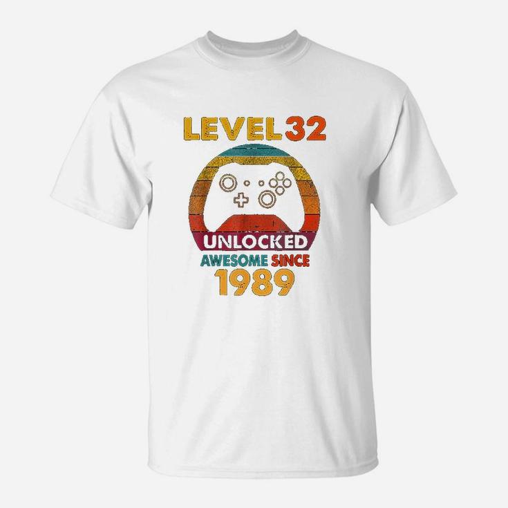 33rd Bday Boy Gamer Level 33 Unlocked Awesome Since 1989  T-Shirt