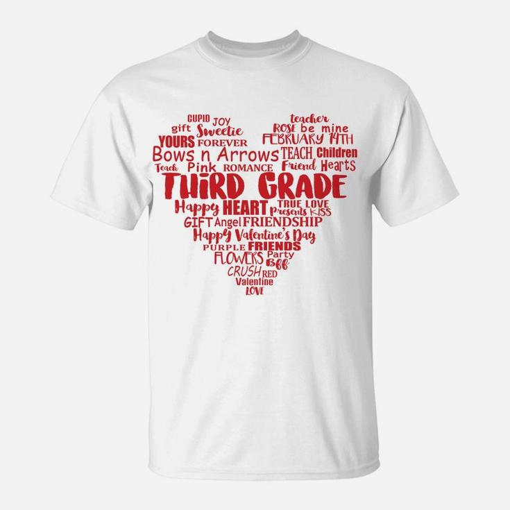 3rd Grade Teacher Valentine Heart Gift Third Grade T-Shirt