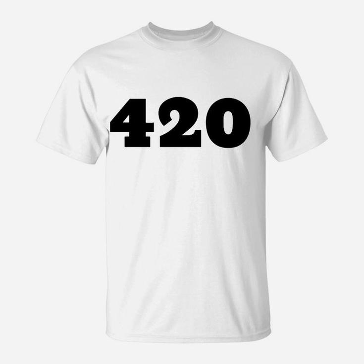 420-Aufdruck T-Shirt für Herren, Kurzarm Unisex in Weiß