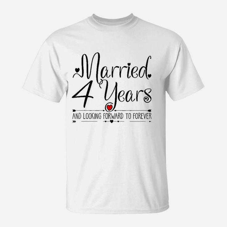 4th Wedding Anniversary Gifts For Her Just Married 4 Years T-Shirt