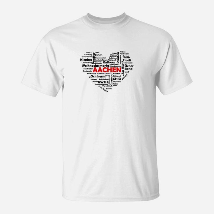 Aachen Stadt Silhouette Herren T-Shirt in Weiß, Urban Design Tee