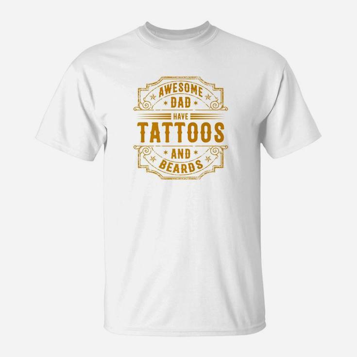 Awesome Dad Have Tattoos And Beards Cool Vintage Fathers Day Premium T-Shirt