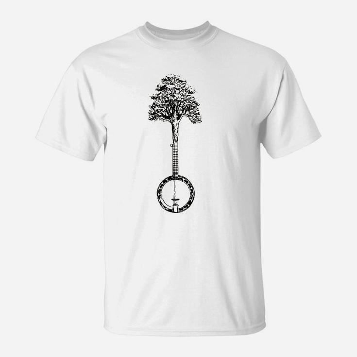 Banjo Tree Minimalist Design Vintage Nature And Music Graphic T-Shirt