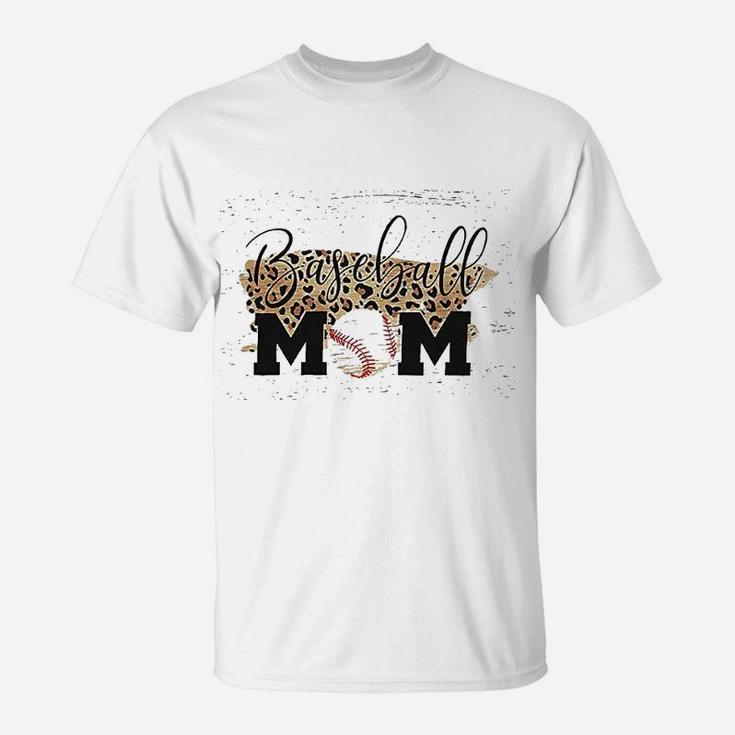 Baseball Mom For Women Leopard Baseball Cute Graphic T-Shirt