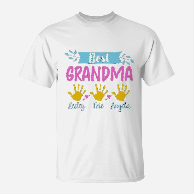 Best Grandma With Grandkids Names Mothers Day Cute Nana Gigi T-Shirt