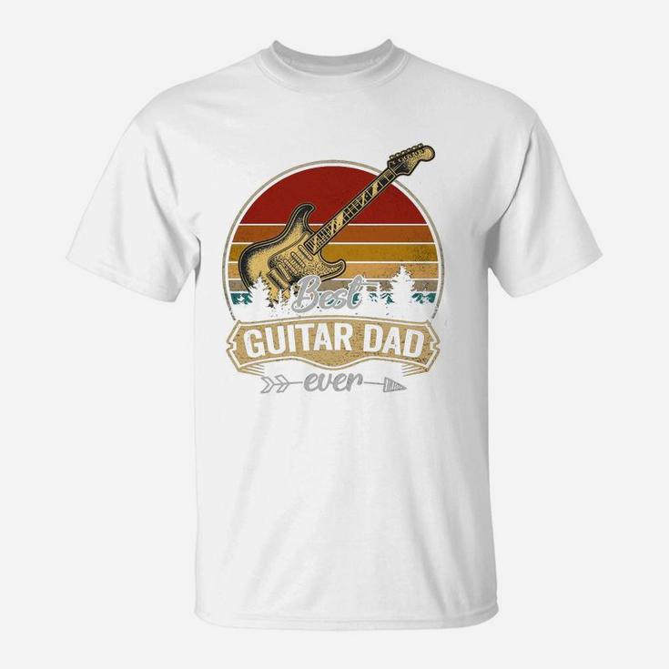 Best Guitar Dad Ever Vintage Sunset Guitarist Shirt Men Gift T-shirt T-Shirt