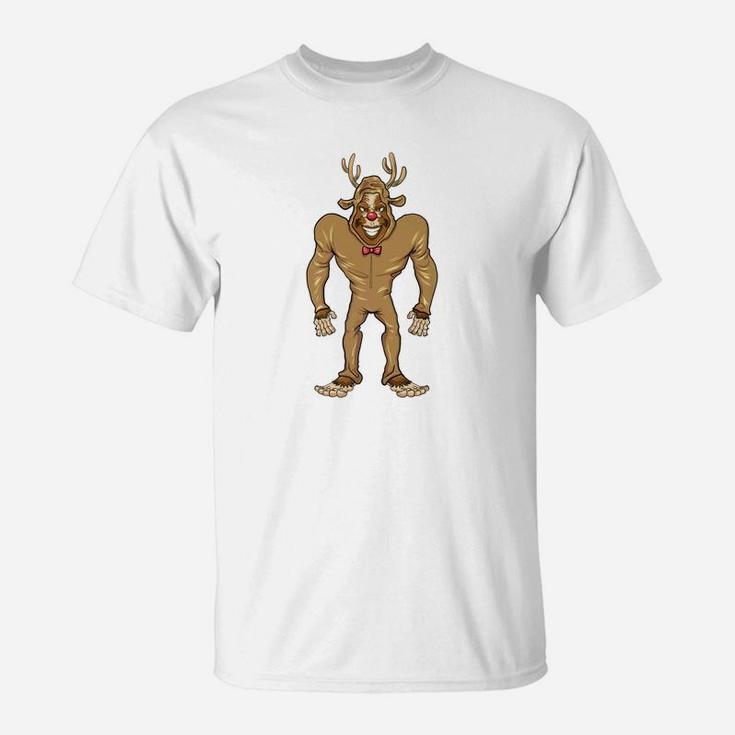 Bigfoot Reindeer Christmas Shirt Funny Novelty Xmas Tee T-Shirt