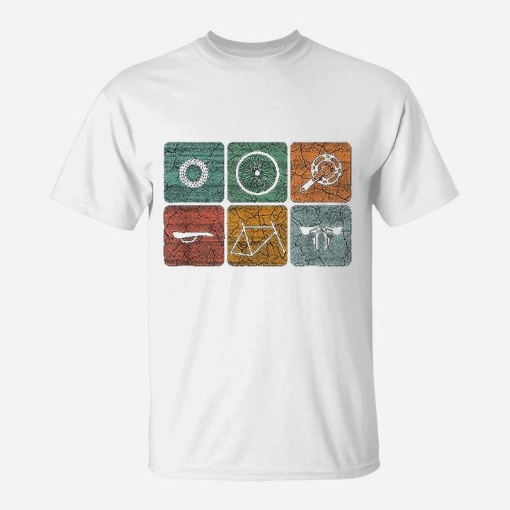 Biking Cycling Vintage Bicycle Parts Cyclist Gifts T-Shirt