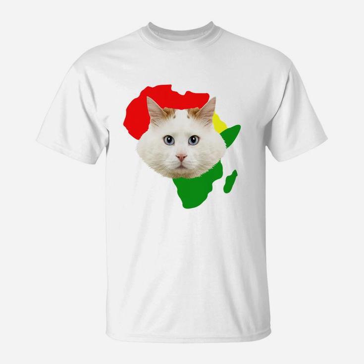 Black History Month African Map Turkish Van Gift For Pet Lovers Proud Black T-Shirt