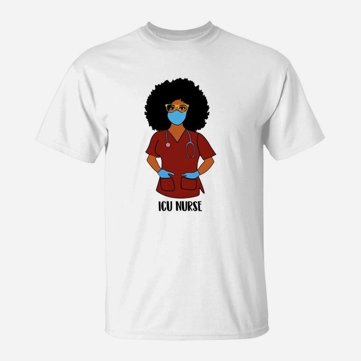 Black History Month Proud Icu Nurse Awesome Nursing Job Title T-Shirt
