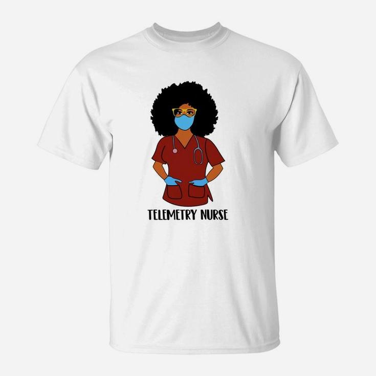 Black History Month Proud Telemetry Nurse Awesome Nursing Job Title T-Shirt