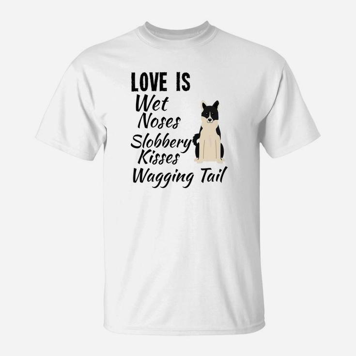 Border Collie I Love My Dog Saying And Drawing T-Shirt