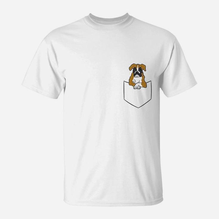 Boxer Dog In Pocket Funny Boxer Dog In A Pocket T-Shirt