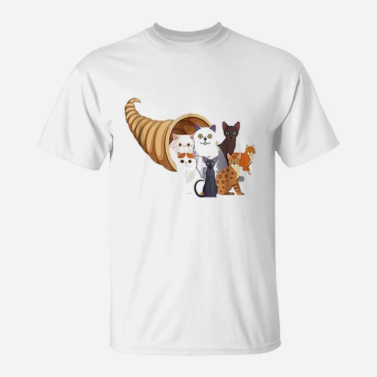 Catucopia Cats Cornucopia Trendy Funny Thanksgiving T-Shirt