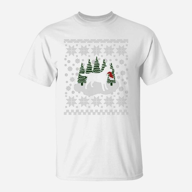 Christmas Black Labrador Silhouette Santa Hat T-Shirt