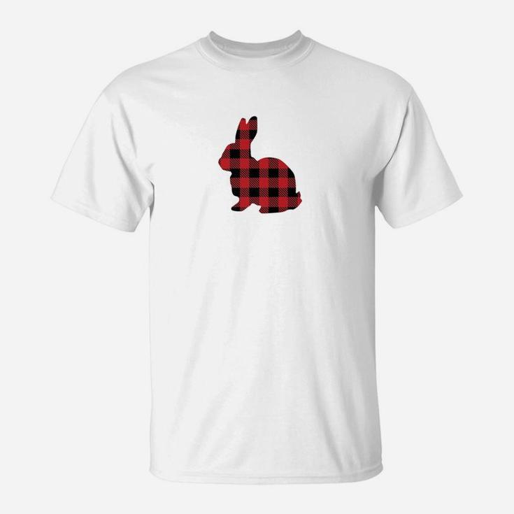 Christmas Bunny Rabbit Buffalo Plaid T-Shirt