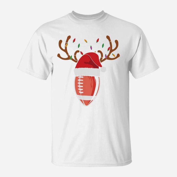 Christmas Football Sport Gift Santa Hat Reindeer T-Shirt