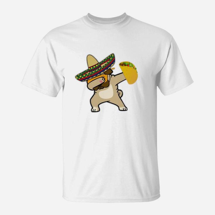 Cinco De Mayo Dabbing Pug Dog Taco Mexican Sombrero T-Shirt