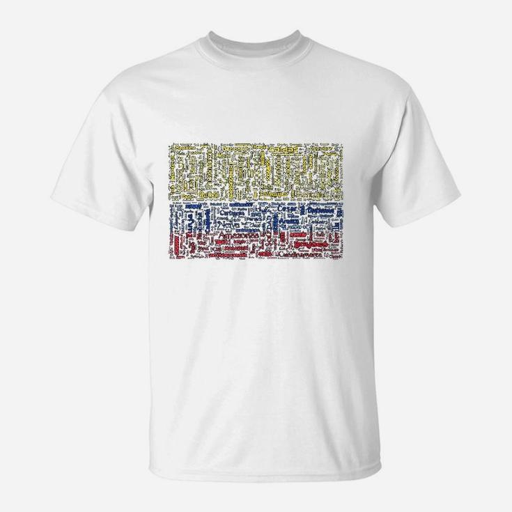 Colombian Flag With Colombian Cities Word Art Gift T-Shirt
