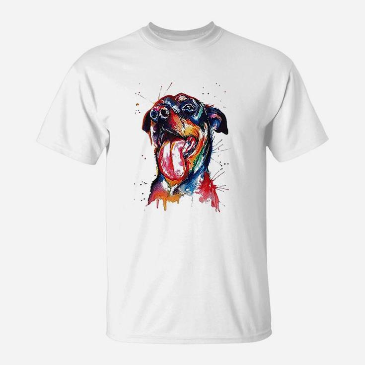 Colorful Rottweiler Dog Love-r Dad Mom T-Shirt
