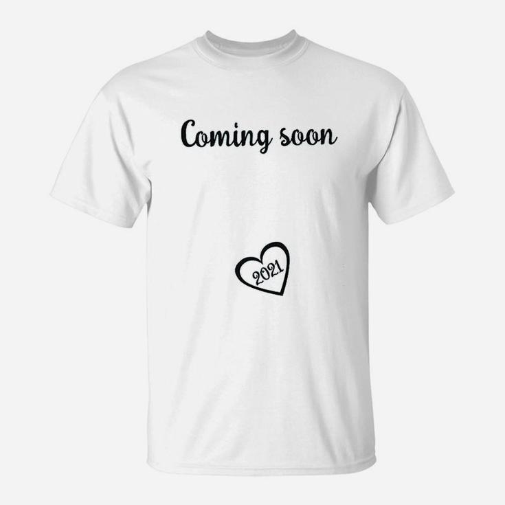Coming Soon 2021 Mom To Be Reveal New Mom Announcement T-Shirt