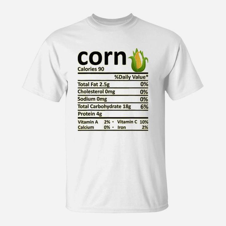 Corn Nutrition Food Facts Thanksgiving Costume Christmas T-Shirt
