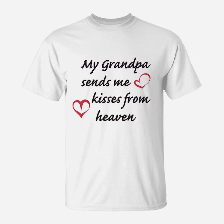 Custom My Grandpa Sends Me Kisses From Heaven Grandfather T-Shirt