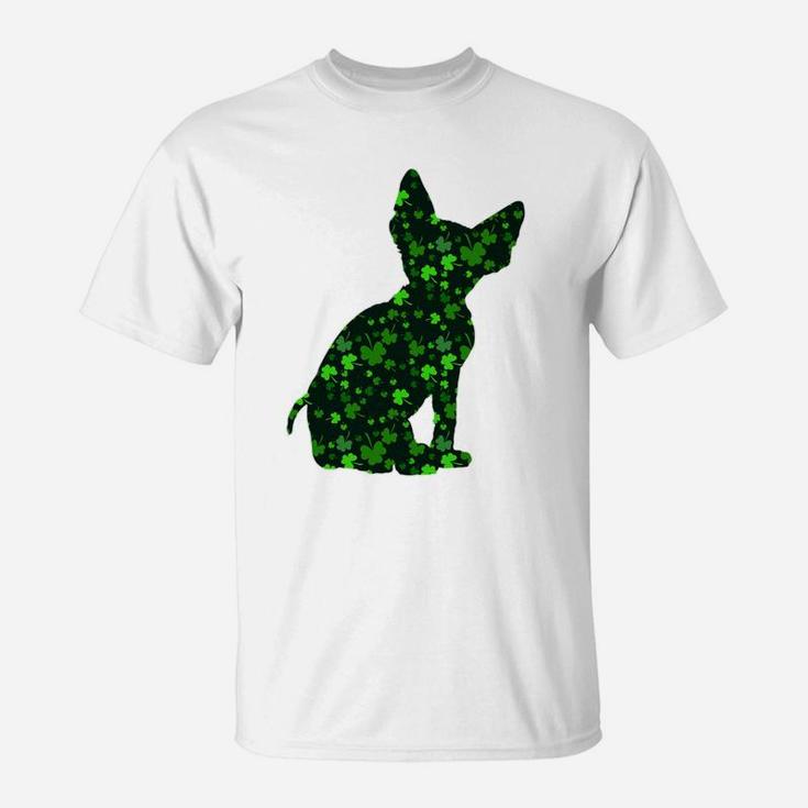 Cute Shamrock Devon Rex Mom Dad Gift St Patricks Day Awesome Cat Lovers Gift T-Shirt