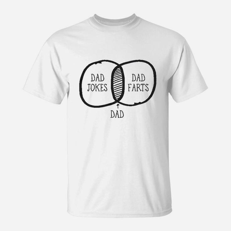 Dad Jokes Dad Farts Funny Math Venn Diagram Fathers Day T-Shirt
