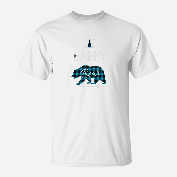 Daddy Bear Buffalo Plaid Blue Family Christmas Camping T-Shirt
