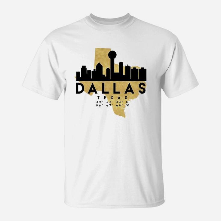 Dallas Texas Skyline Map Art T-Shirt
