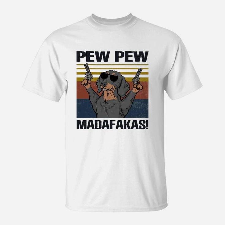 Dog Pew Pew Madafakas Vintage Dachshund T-Shirt