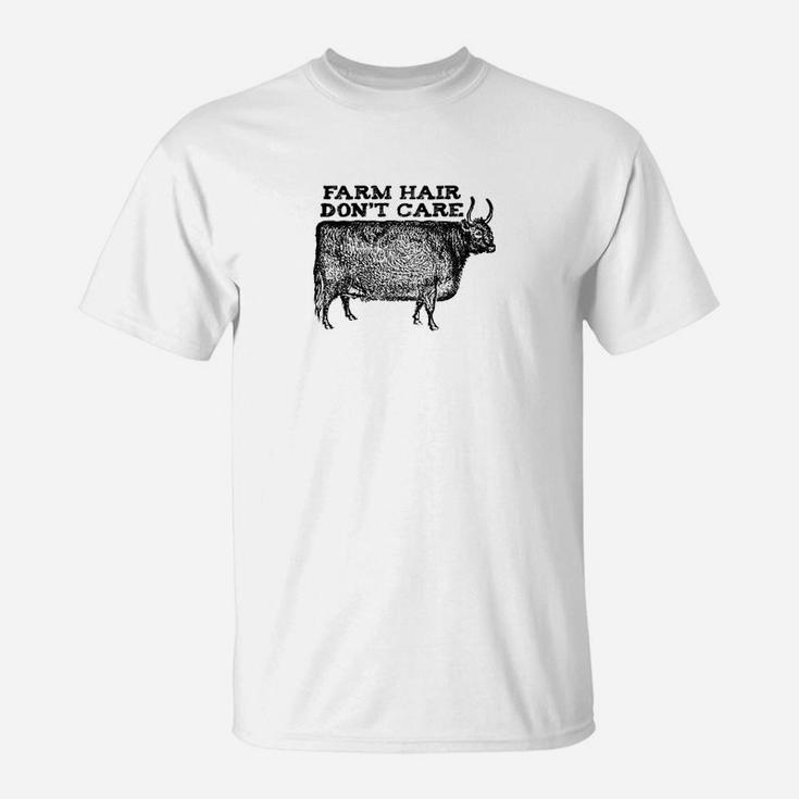 Farm Hair Dont Care Funny Cow Animal Lover Vintage T-Shirt