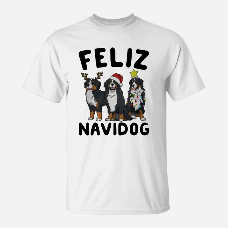 Feliz Navidog Bernese Mountain Dog Christmas T-Shirt