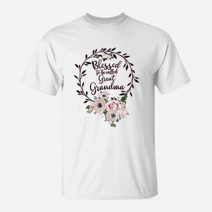 Floral Grandma Blessed To Be Called Great Grandma T-Shirt