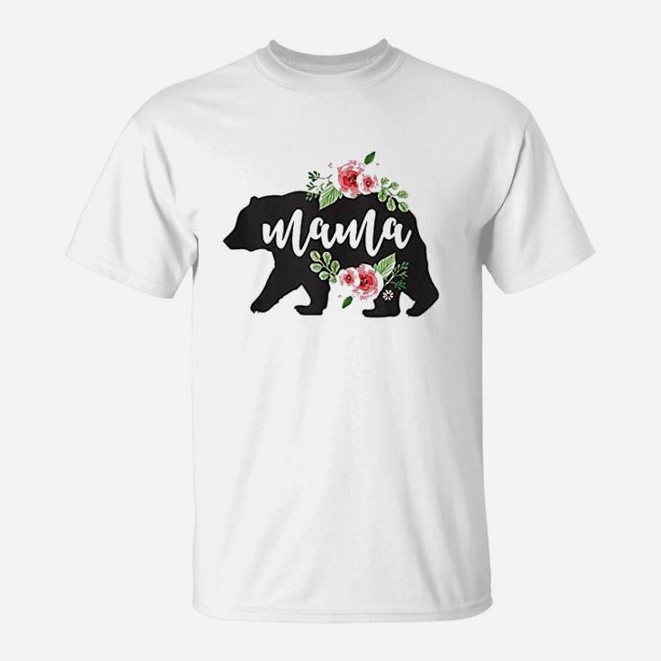 Floral Mama Bear Flowers Botanical Mothers Day T-Shirt