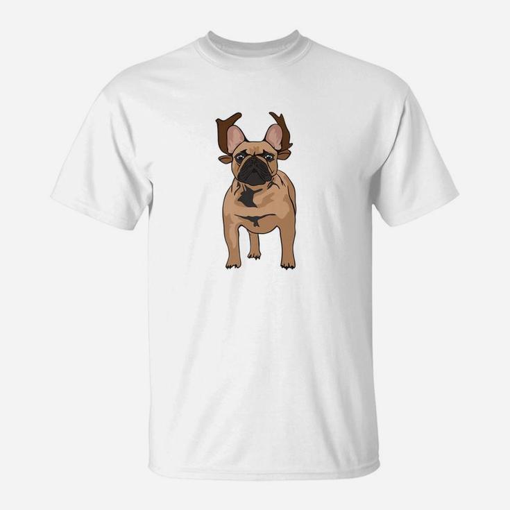 French Bulldog Christmas Shirt For Adults Kids Reindeer T-Shirt