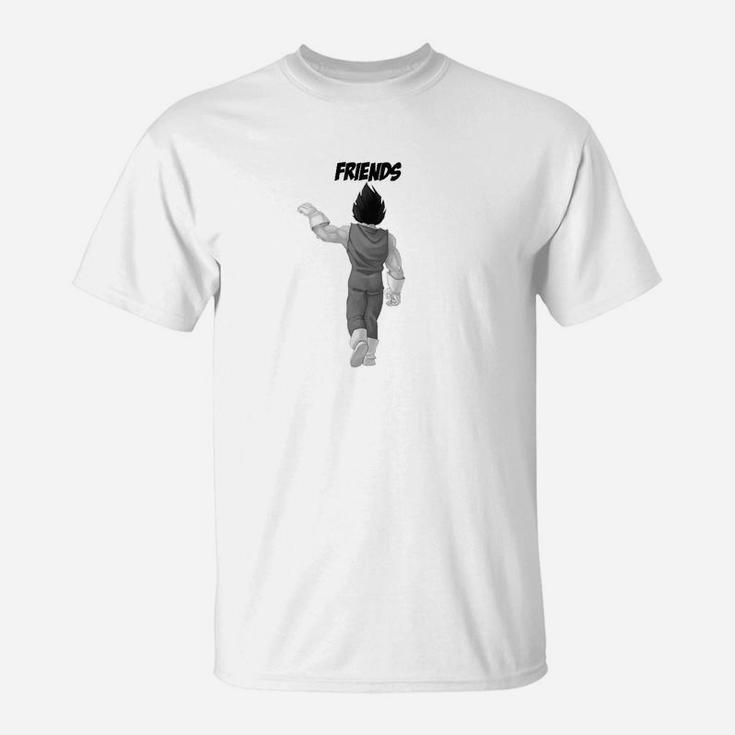 Freunde Cartoon Grafik-T-Shirt in Schwarz-Weiß, Unisex