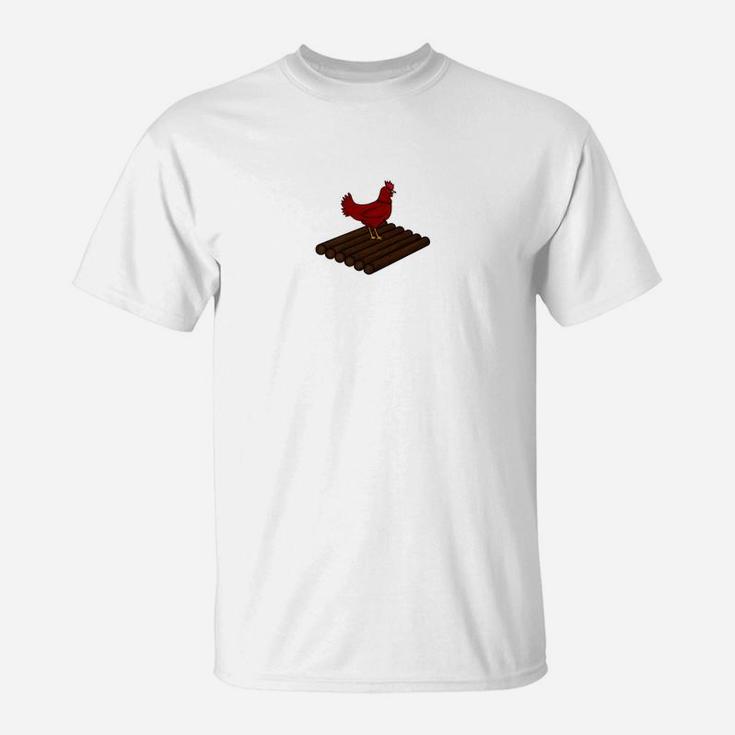 Funny Chicken On A Raft Mens Ladies Navy T-Shirt