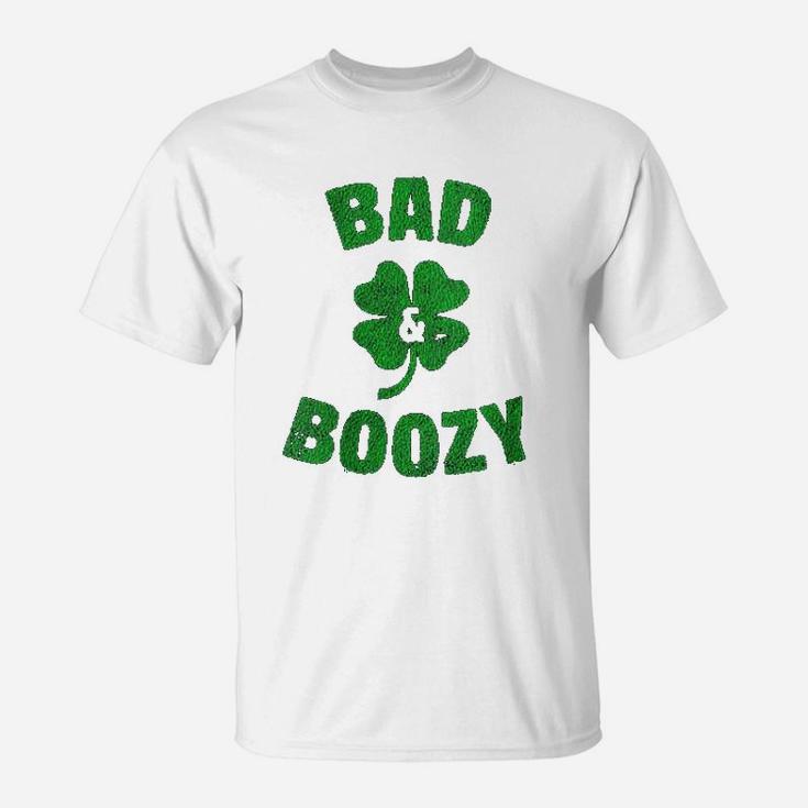 Funny Drinking St Patricks Day Bad And Boozy Bachelorette T-Shirt