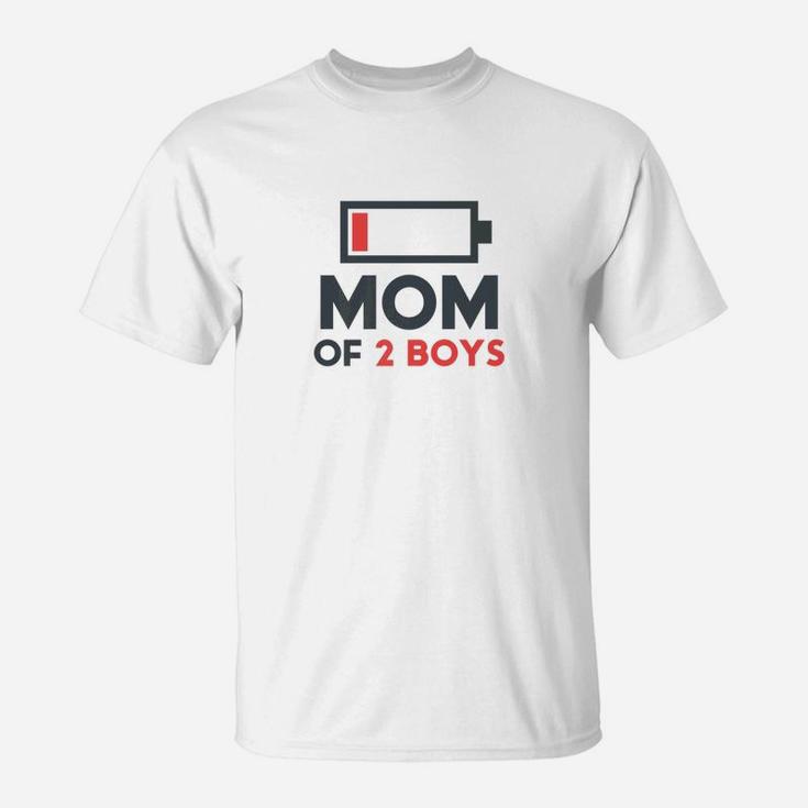 Funny Mothers Day Mom Of 2 Boys Gift From Son Husband T-Shirt