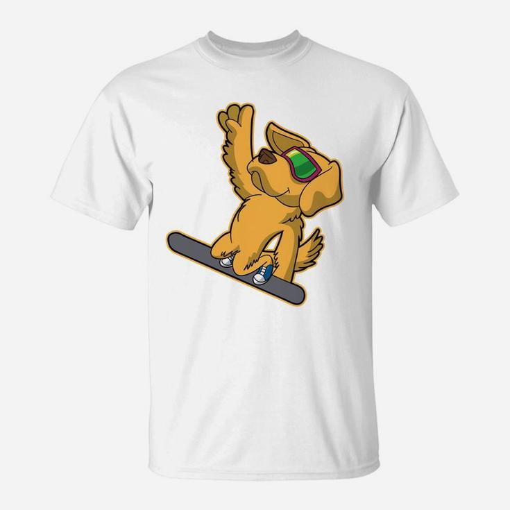 Golden Retriever Dog Snowboarding T-Shirt
