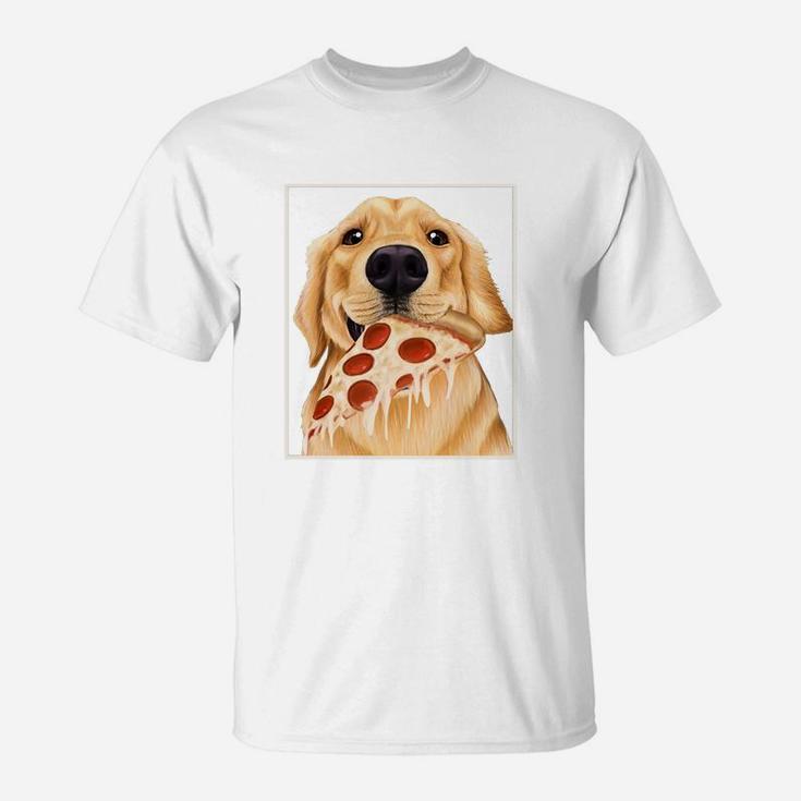 Golden Retriever Eating Pizza Dog With A Slice Of Pizza T-Shirt